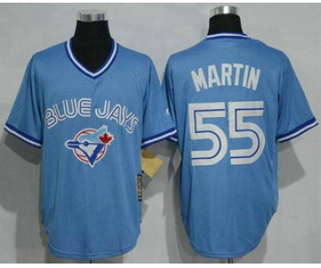 Men's Toronto Blue Jays #55 Russell Martin Light Blue Pullover Majestic Cool Base Cooperstown Collection Jersey