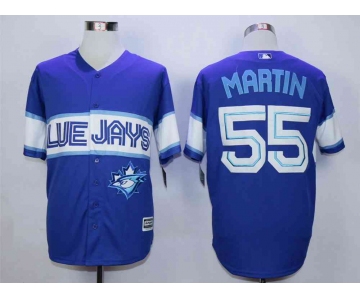 Men's Toronto Blue Jays #55 Russell Martin Navy Blue New Cool Base Jersey