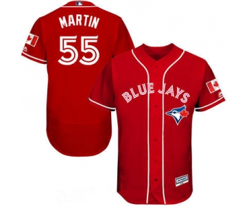 Men's Toronto Blue Jays #55 Russell Martin Red Stitched MLB 2016 Canada Day Majestic Flex Base Jersey