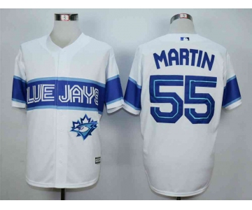 Men's Toronto Blue Jays #55 Russell Martin White New Cool Base Jersey