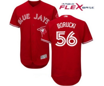 Men's Toronto Blue Jays #56 Ryan Borucki Red Stitched MLB 2017 Majestic Flex Base Jersey