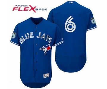Men's Toronto Blue Jays #6 Marcus Stroman Blue No Name 2017 Spring Training Stitched MLB Majestic Flex Base Jersey