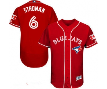 Men's Toronto Blue Jays #6 Marcus Stroman Red Stitched MLB 2016 Canada Day Majestic Flex Base Jersey