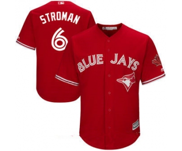 Men's Toronto Blue Jays #6 Marcus Stroman Red Stitched MLB 2017 Majestic Cool Base Jersey