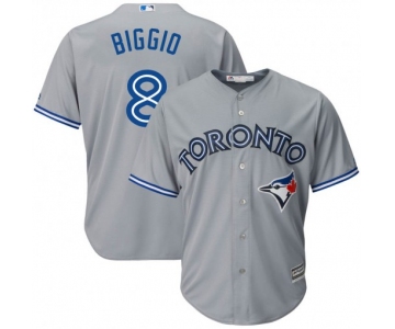 Men's Toronto Blue Jays #8 Cavan Biggio Replica Gray Cool Base Road Jersey