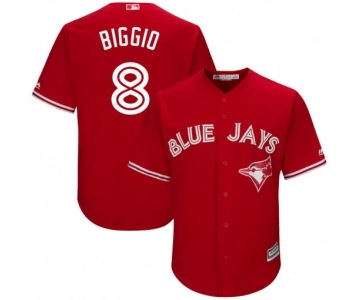 Men's Toronto Blue Jays #8 Cavan Biggio Replica Scarlet Cool Base Alternate Jersey