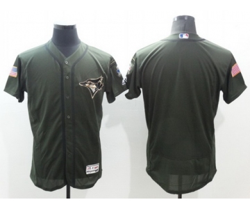 Men's Toronto Blue Jays Blank Green Salute to Service 2016 Flexbase Majestic Baseball Jersey