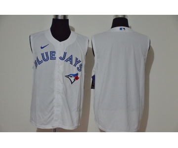Men's Toronto Blue Jays Blank White 2020 Cool and Refreshing Sleeveless Fan Stitched MLB Nike Jersey