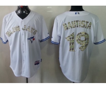 Toronto Blue Jays #19 Jose Bautista White With Camo Jersey