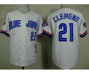 Toronto Blue Jays #21 Roger Clemens 1997 White Throwback Jersey
