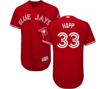 Toronto Blue Jays #33 J.A. Happ Red Flexbase Authentic Collection Canada Day Stitched Baseball Jersey