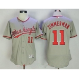 Men's Washington Nationals #11 Ryan Zimmerman Gray Road Stitched MLB Majestic Flex Base Jersey