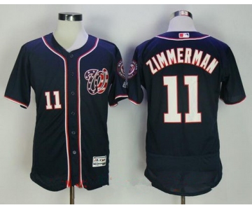 Men's Washington Nationals #11 Ryan Zimmerman Navy Blue Stitched MLB Majestic Flex Base Jersey