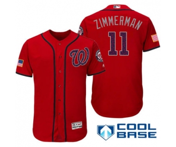Men's Washington Nationals #11 Ryan Zimmerman Red Stars & Stripes Fashion Independence Day Stitched MLB Majestic Cool Base Jersey