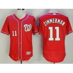Men's Washington Nationals #11 Ryan Zimmerman Red Stitched MLB Majestic Flex Base Jersey