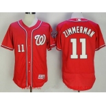 Men's Washington Nationals #11 Ryan Zimmerman Red Stitched MLB Majestic Flex Base Jersey
