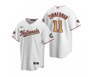 Men's Washington Nationals #11 Ryan Zimmerman White Gold 2019 World Series Champions Stitched MLB Cool Base Nike Jersey