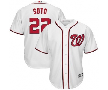Mens Washington Nationals 22 Juan Soto Majestic White Home Official Cool Base Player Jersey