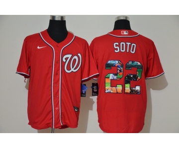 Men's Washington Nationals #22 Juan Soto Red Unforgettable Moment Stitched Fashion MLB Cool Base Nike Jersey