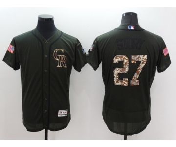 Men's Washington Nationals #27 Trevor Story Green Salute to Service 2016 Flexbase Majestic Baseball Jersey