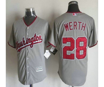 Men's Washington Nationals #28 Jayson Werth Away Gray 2015 MLB Cool Base Jersey
