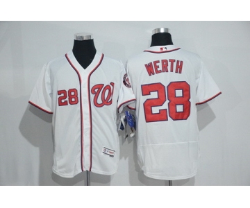 Men's Washington Nationals #28 Jayson Werth White Home Stitched MLB 2016 Majestic Flex Base Jersey