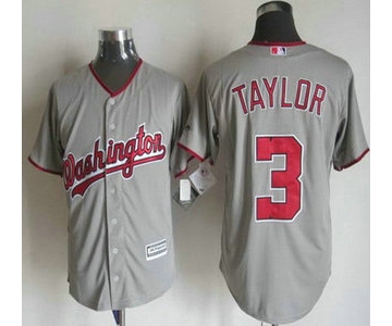 Men's Washington Nationals #3 Michael Taylor Away Gray 2015 MLB Cool Base Jersey
