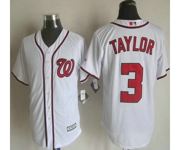 Men's Washington Nationals #3 Michael Taylor Home White 2015 MLB Cool Base Jersey