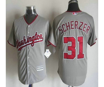Men's Washington Nationals #31 Max Scherzer Away Gray 2015 MLB Cool Base Jersey