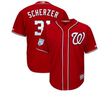 Men's Washington Nationals 31 Max Scherzer Majestic Scarlet 2019 Spring Training Cool Base Player Jersey