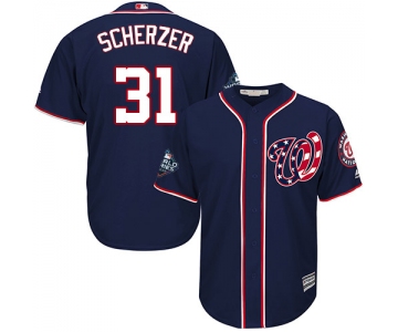 Men's Washington Nationals #31 Max Scherzer Navy 2019 World Series Bound Cool Base Stitched MLB Jersey