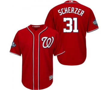 Men's Washington Nationals #31 Max Scherzer Red 2019 World Series Bound Cool Base Stitched MLB Jersey