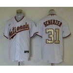 Men's Washington Nationals #31 Max Scherzer White Gold Stitched MLB Cool Base Nike Jersey