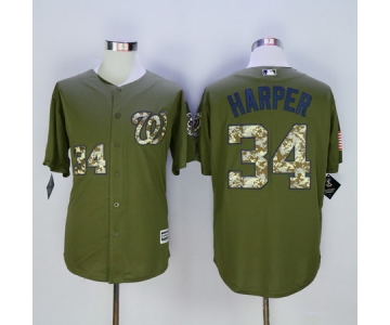 Men's Washington Nationals #34 Bryce Harper Green Salute to Service Cool Base Baseball Jersey