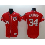 Men's Washington Nationals #34 Bryce Harper Red 2018 Spring Training Authentic Flex Base Stitched MLB Jersey