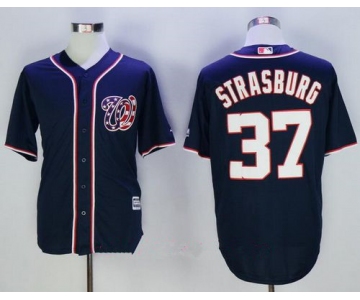 Men's Washington Nationals #37 Stephen Strasburg Navy Blue Alternate Stitched MLB Majestic Cool Base Jersey