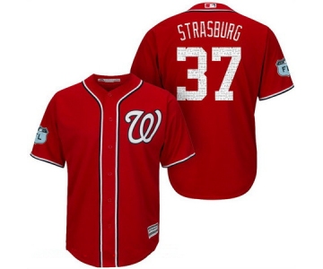 Men's Washington Nationals #37 Stephen Strasburg Red 2017 Spring Training Stitched MLB Majestic Cool Base Jersey