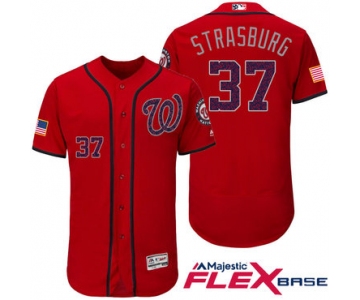 Men's Washington Nationals #37 Stephen Strasburg Red Stars & Stripes Fashion Independence Day Stitched MLB Majestic Flex Base Jersey