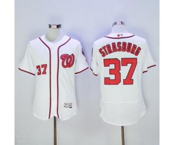 Men's Washington Nationals #37 Stephen Strasburg White Home 2016 Flexbase Majestic Baseball Jersey