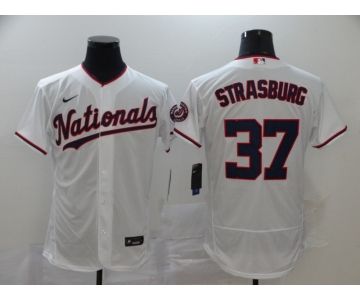 Men's Washington Nationals #37 Stephen Strasburg White Stitched MLB Flex Base Nike Jersey