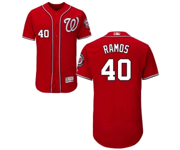 Men's Washington Nationals #40 Wilson Ramos Alternate Red Majestic Alternate Flex Base Authentic Collection Baseball Jersey