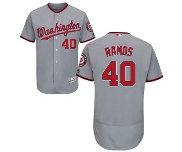 Men's Washington Nationals #40 Wilson Ramos Majestic Road Gray Flex Base Authentic Collection Baseball Jersey