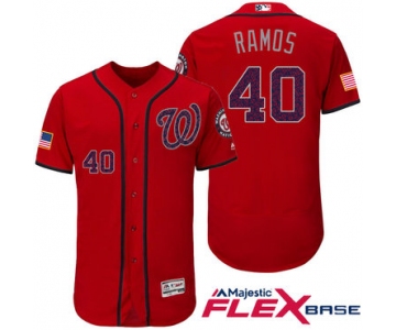 Men's Washington Nationals #40 Wilson Ramos Red Stars & Stripes Fashion Independence Day Stitched MLB Majestic Flex Base Jersey