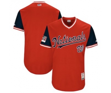 Men's Washington Nationals Blank Majestic Red 2018 Players' Weekend Authentic Team Jersey