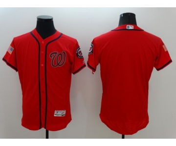 Men's Washington Nationals Blank Red Fashion Stars & Stripes 2016 Flexbase Majestic Jersey