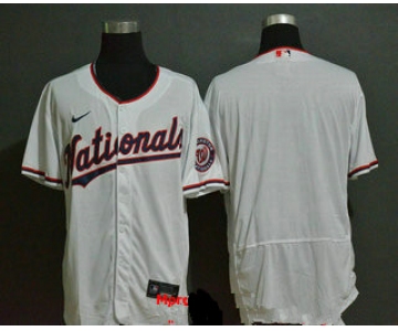 Men's Washington Nationals Blank White Stitched MLB Flex Base Nike Jersey