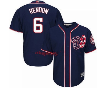 Men's Washington Nationals Cool Base#6 Authentic Anthony Rendon Navy Blue Majestic MLB Alternate Jersey