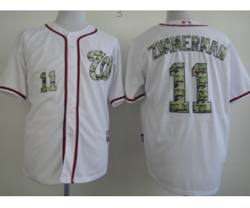 Washington Nationals #11 Ryan Zimmerman White With Camo Jersey