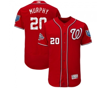 Washington Nationals #20 Daniel Murphy Red 2018 Spring Training Authentic Flex Base Stitched MLB Jersey