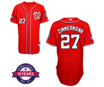 Washington Nationals #27 Jordan Zimmermann Red 10TH Jersey